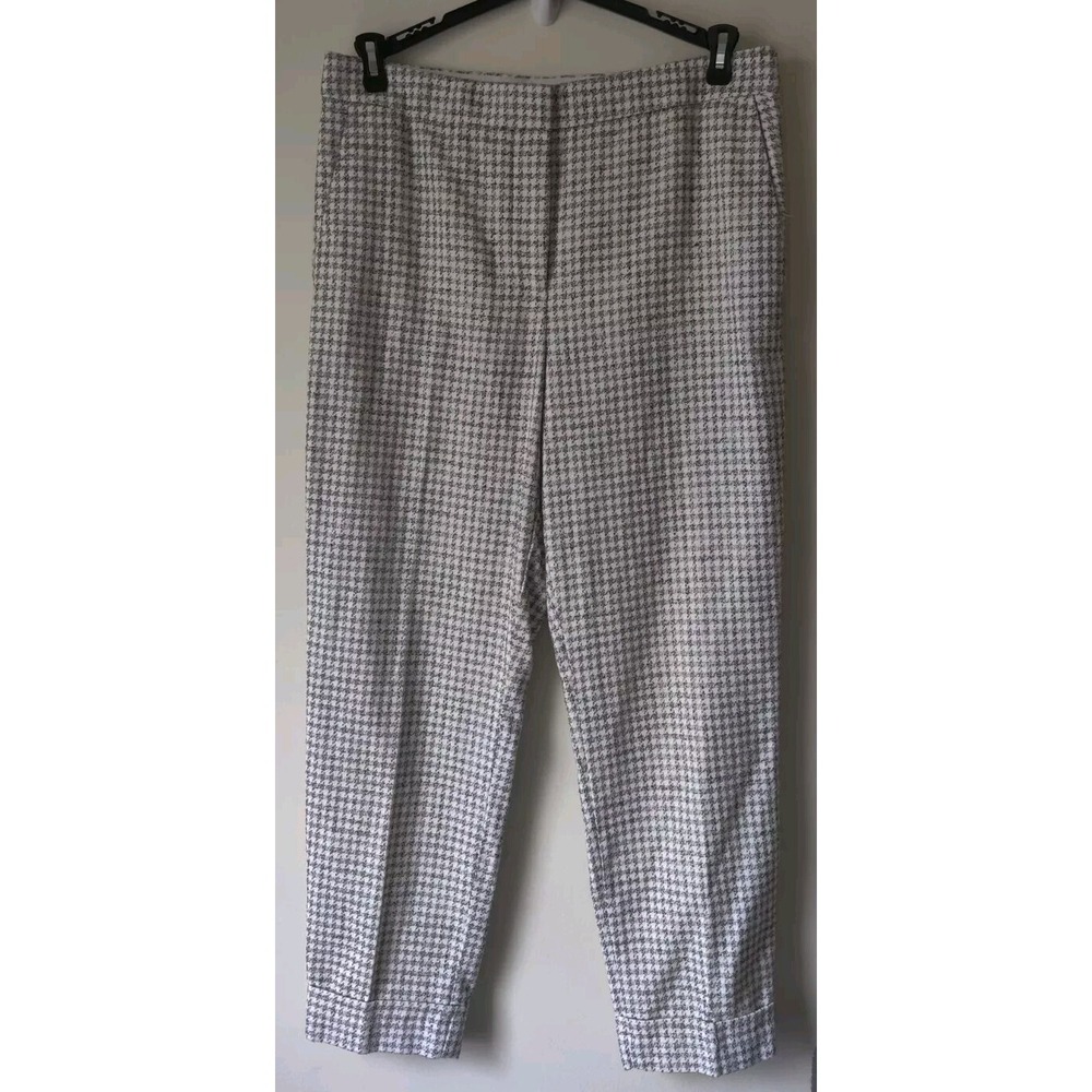 ANN TAYLOR Ankle Pant Houndstooth Gingham Black/White Size 8‎ Cotton/Hemp